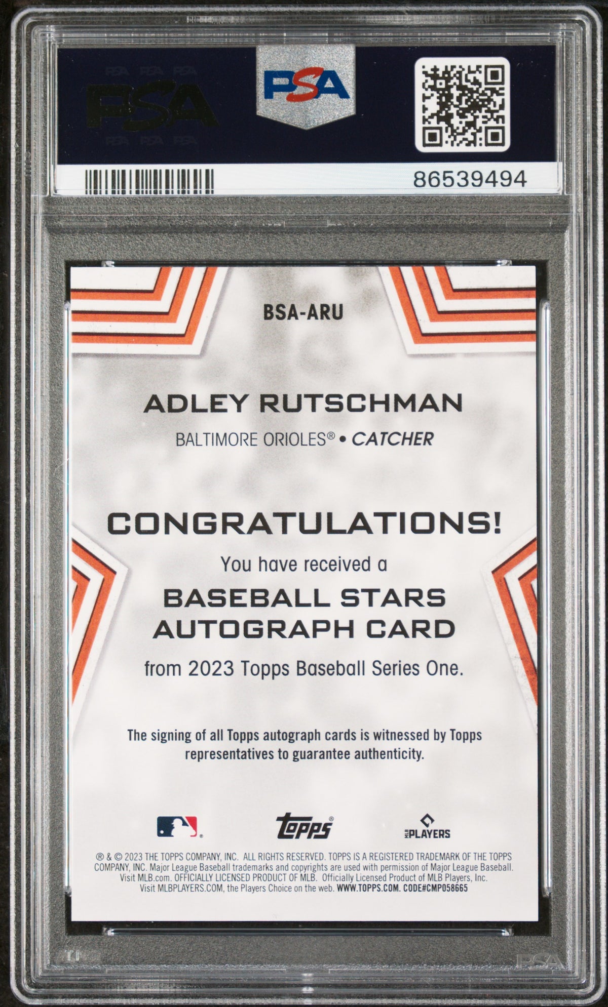 2023 Topps Baseball Stars Autographs Adley Rutschman #BSAARU PSA 10