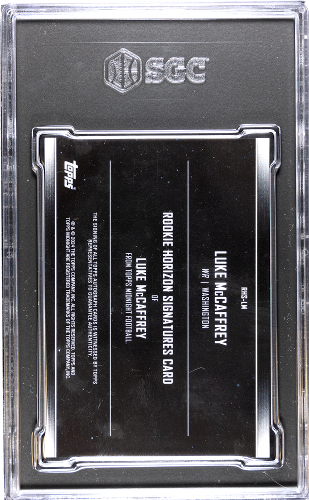 2024 Topps Luke Mccaffrey #RHS-LM RC Horizon Sigs. Twilight SGC 8 Auto 10