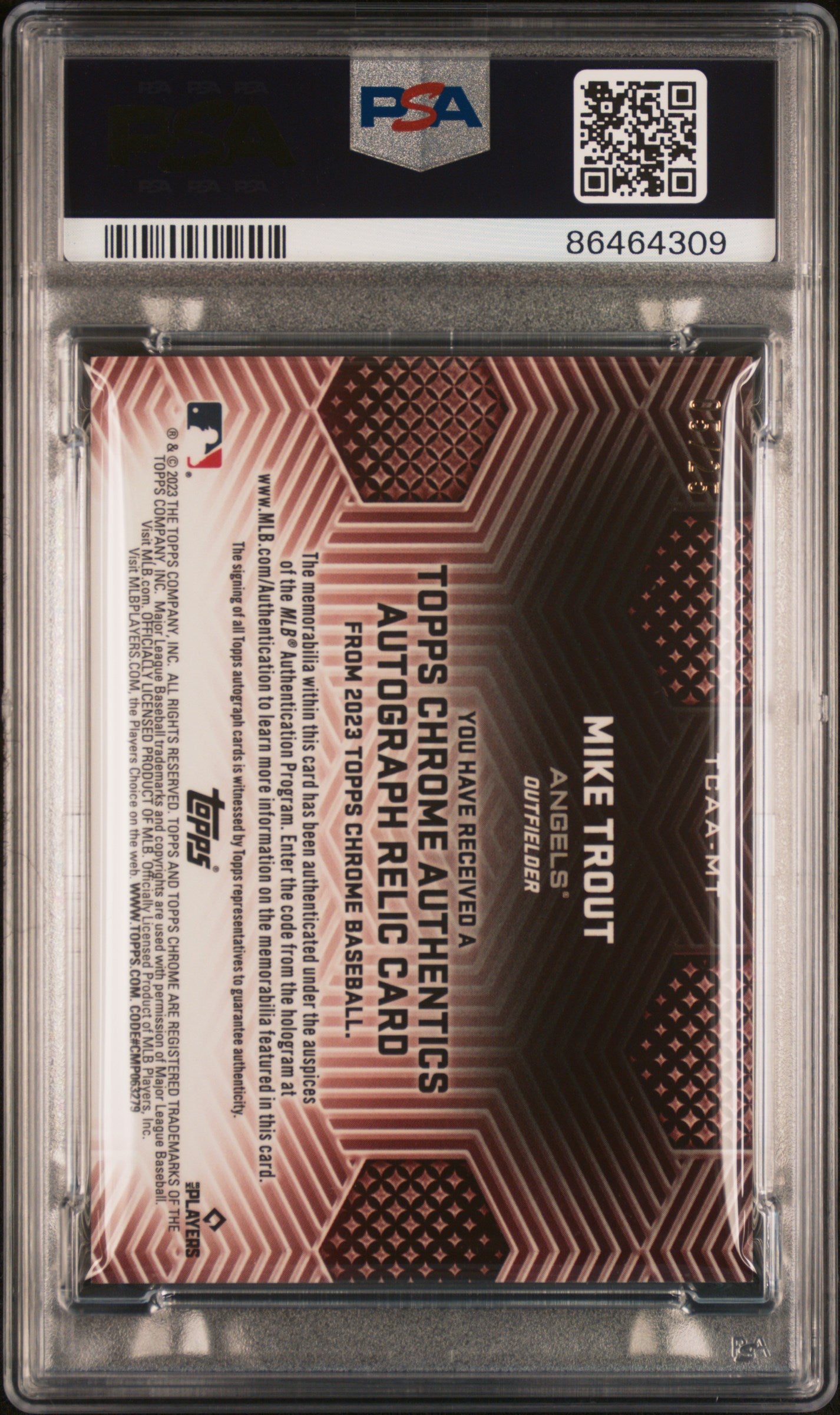 2023 Topps Chrome Topps Chrome Authentics Autograph Relic Mike Trout #MT PSA 10