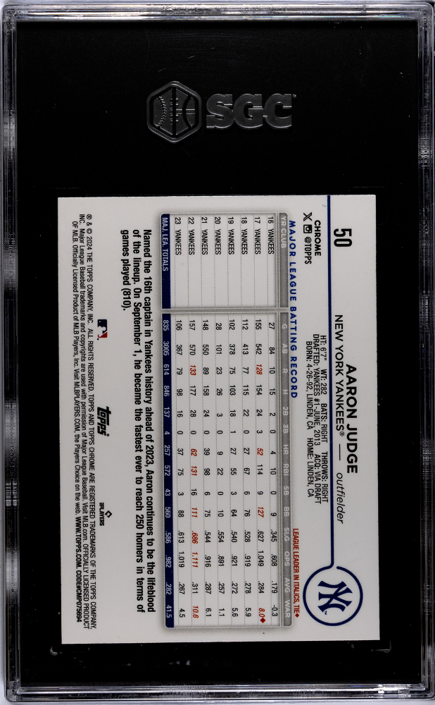 2024 Topps Chrome Aaron Judge #50 Xfractor SGC 9