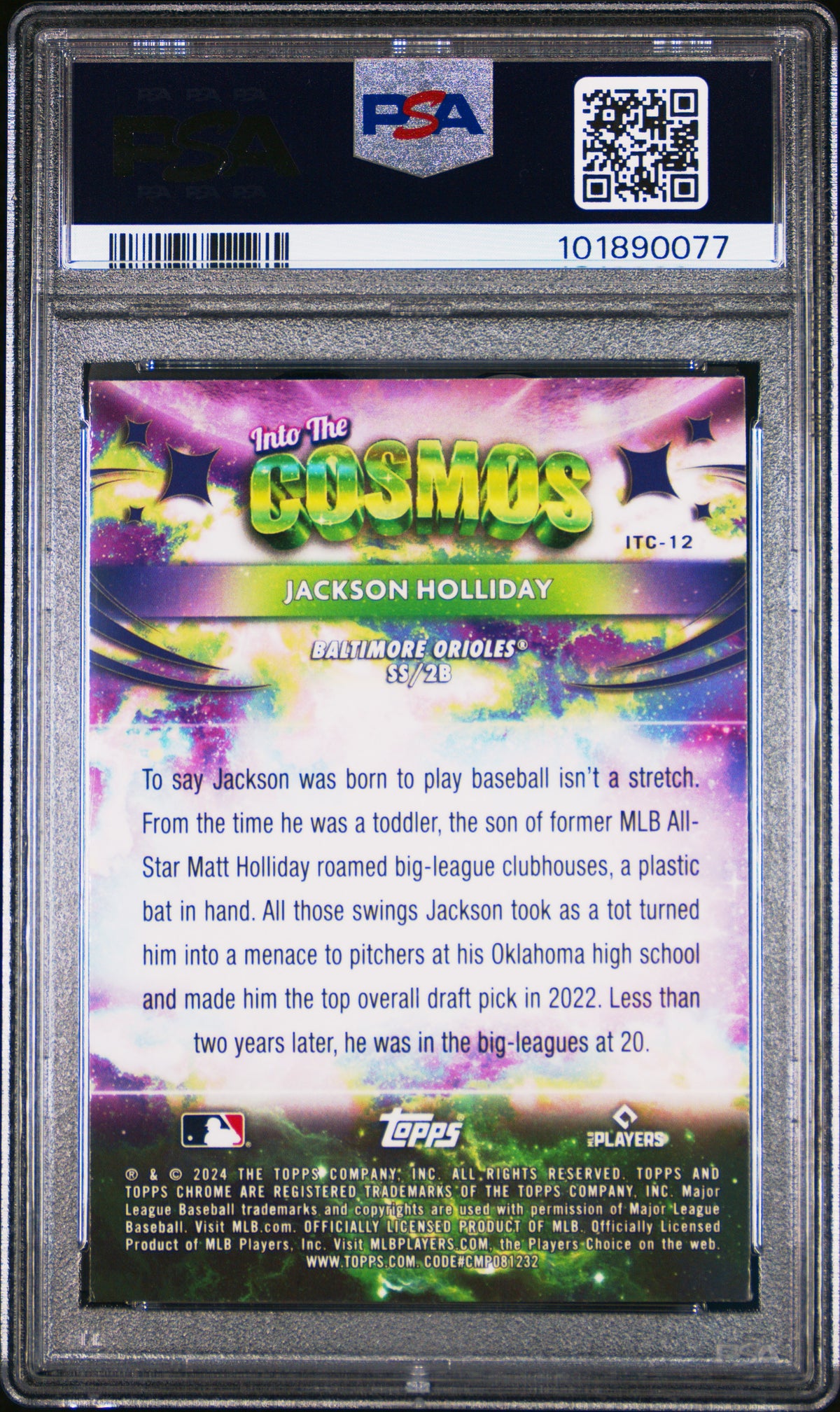 2024 Topps Chrome Cosmic Into The Cosmos Jackson Holliday #12 PSA 9