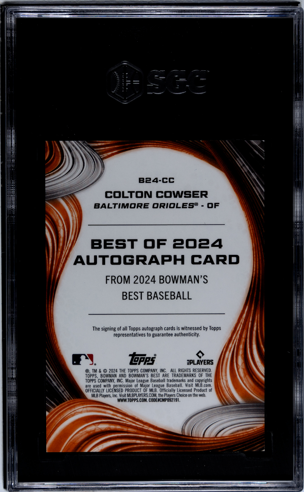 2024 Bowman's Best Colton Cowser #B24-CC Of '24 Teal Refractor SGC 9 Auto 10
