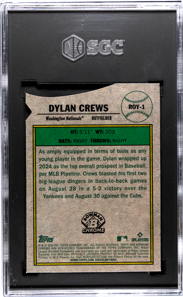 2025 Bowman Dylan Crews #ROY-1 Rookie Of The Year Favorites SGC 8.5