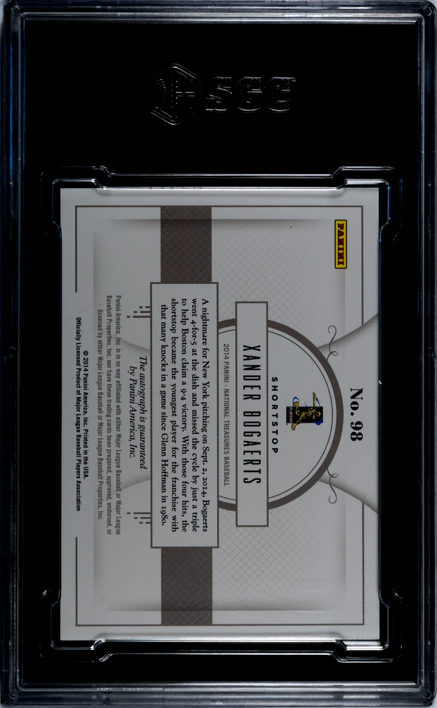 2014 Panini National Treasures Xander Bogaerts #98 Game Ball Sigs. SGC 9