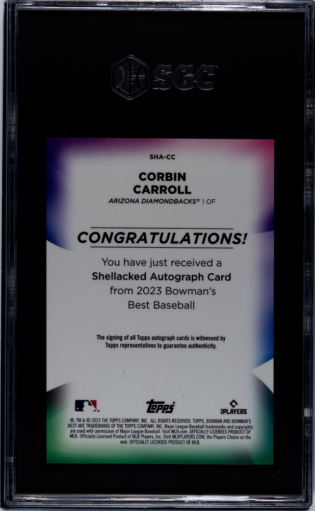 2023 Bowman's Best Corbin Carroll #SHA-CC Shellacked Autograph SGC 8 Auto 10