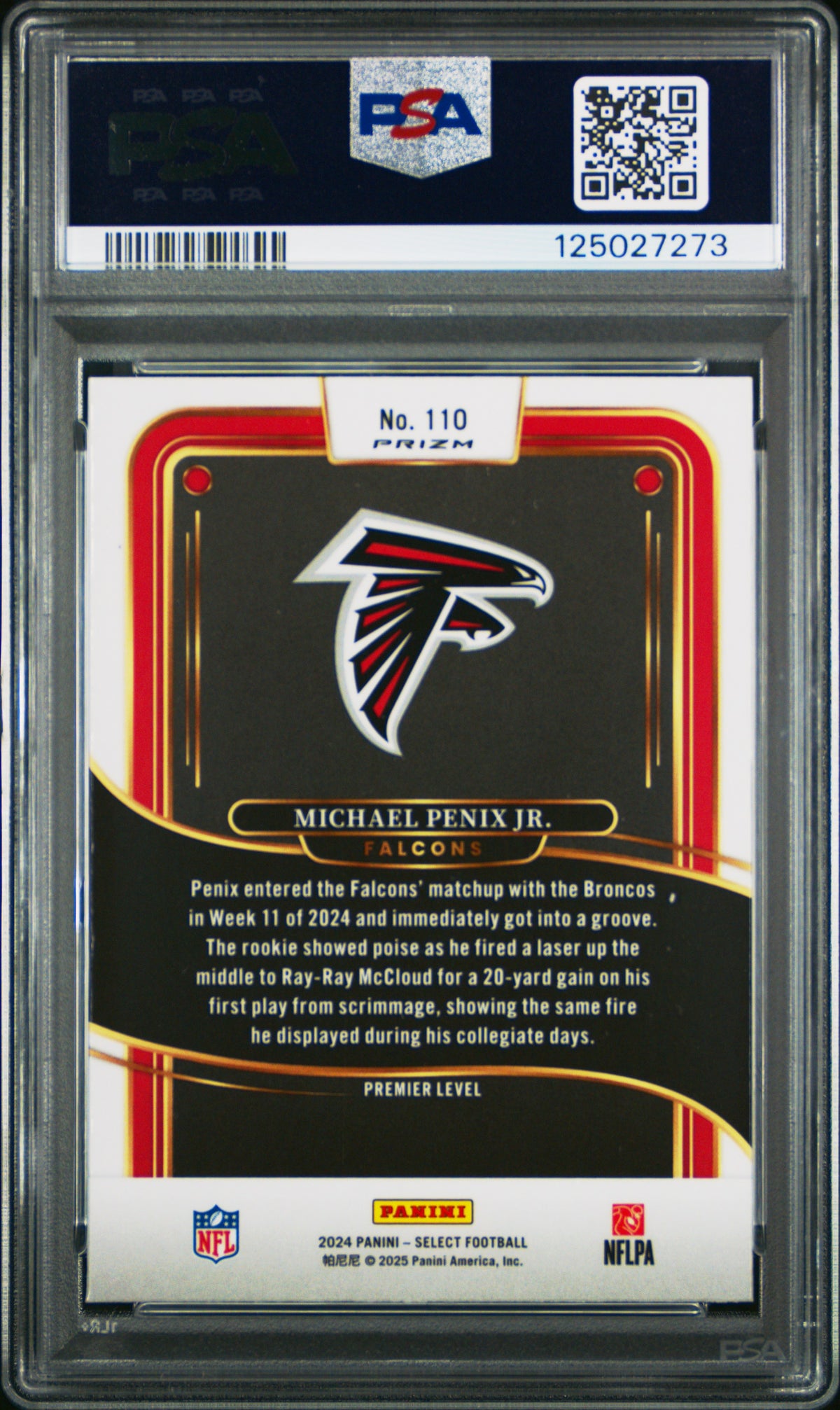 2024 Panini Select Michael Penix JR. #110 Red & Blue Shock PSA 8