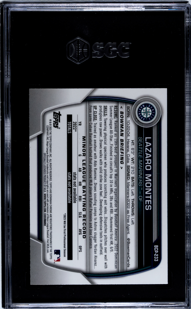 2023 Bowman Chrome Mega Box Lazaro Montes #BCP-233 Pros. SP SGC 9.5