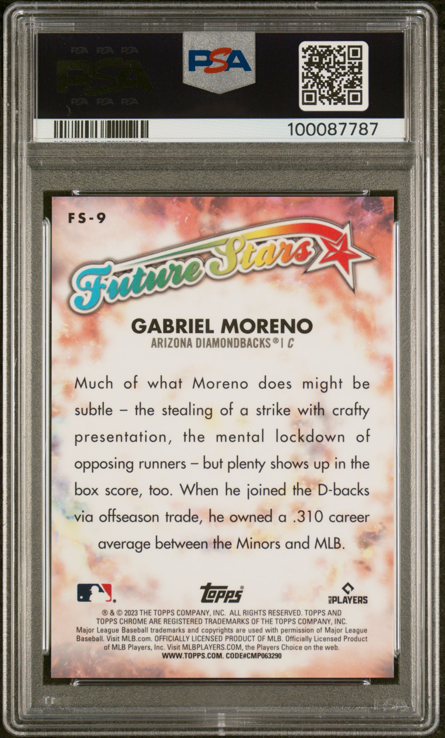 2023 Topps Chrome Logofractor Future Stars Gabriel Moreno #FS9 Blue Ref PSA 10
