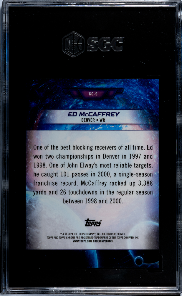 2024 Topps Cosmic Chrome Ed Mccaffrey #GG-9 Galaxy Black Eclipse Refractor SGC 9