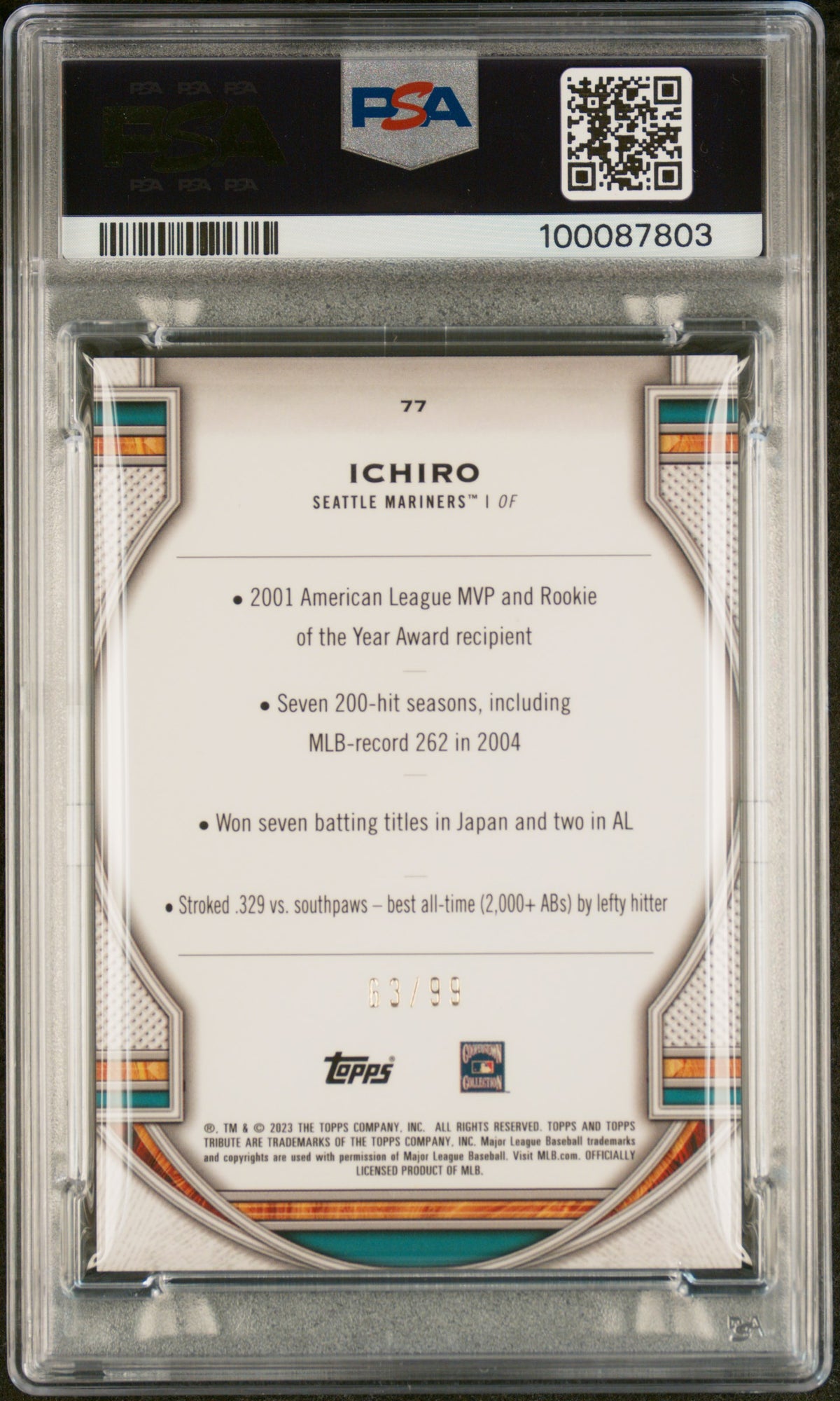 2023 Topps Tribute Ichiro #77 Green PSA 10