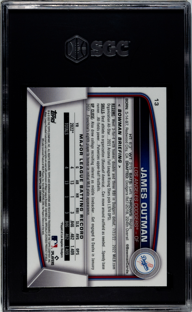 2023 Bowman Mega Box James Outman #13 SGC 10