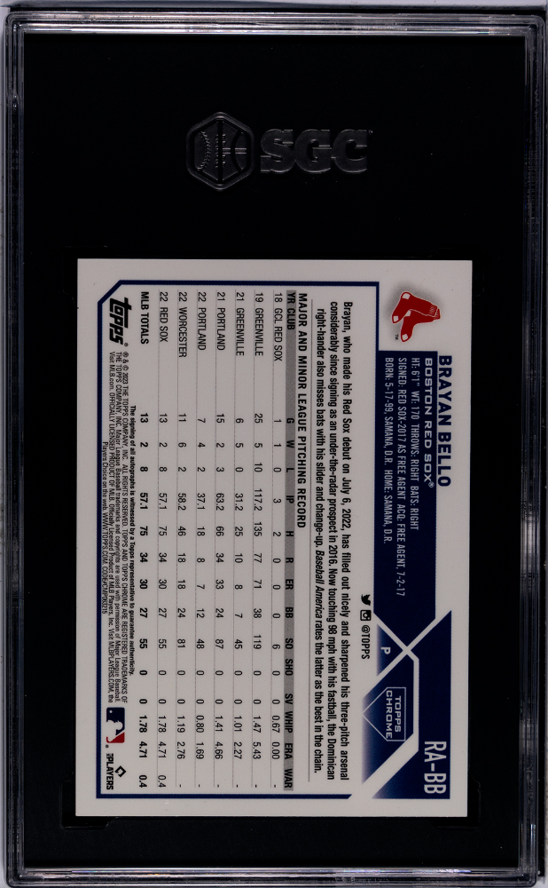2023 Topps Chrome Brayan Bello #RA-BB RK. Autograph Gold Refractor SGC 9.5