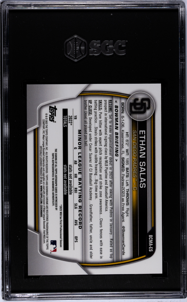 2023 Bowman Chrome Mega Box Ethan Salas #BCMA-ES Autograph SGC 10