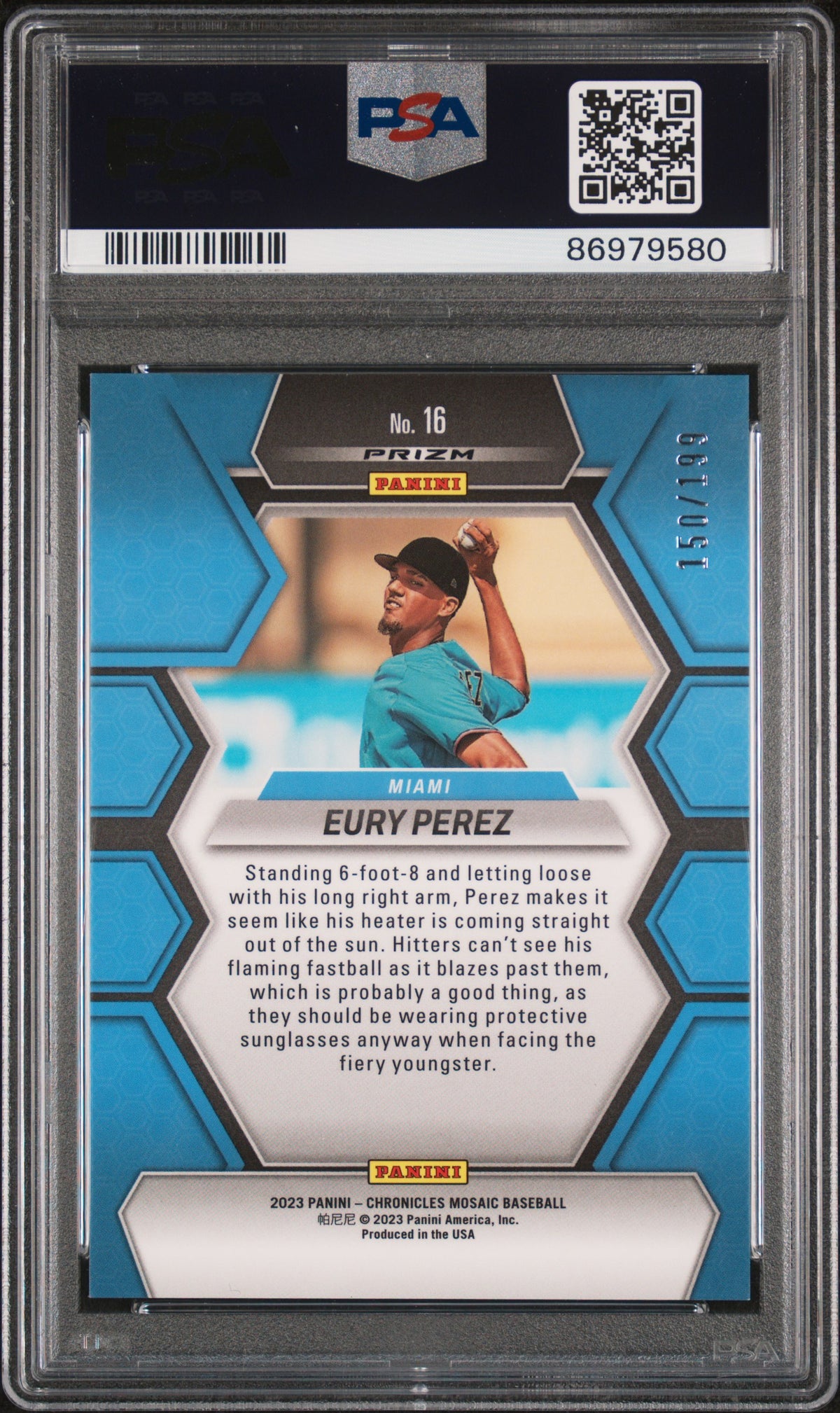 2023 Panini Chronicles Mosaic Eury Perez #16 Red Wave PSA 9