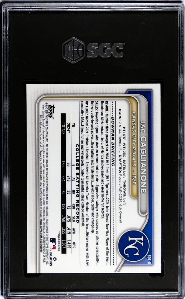 2024 Bowman Draft Jac Caglianone #BDC-8 CHR. SGC 9