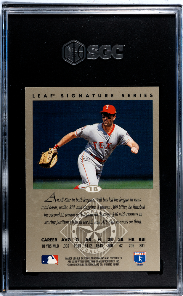 1996 Leaf Signature Series Will Clark Autograph Bronze SGC 8 Auto 10