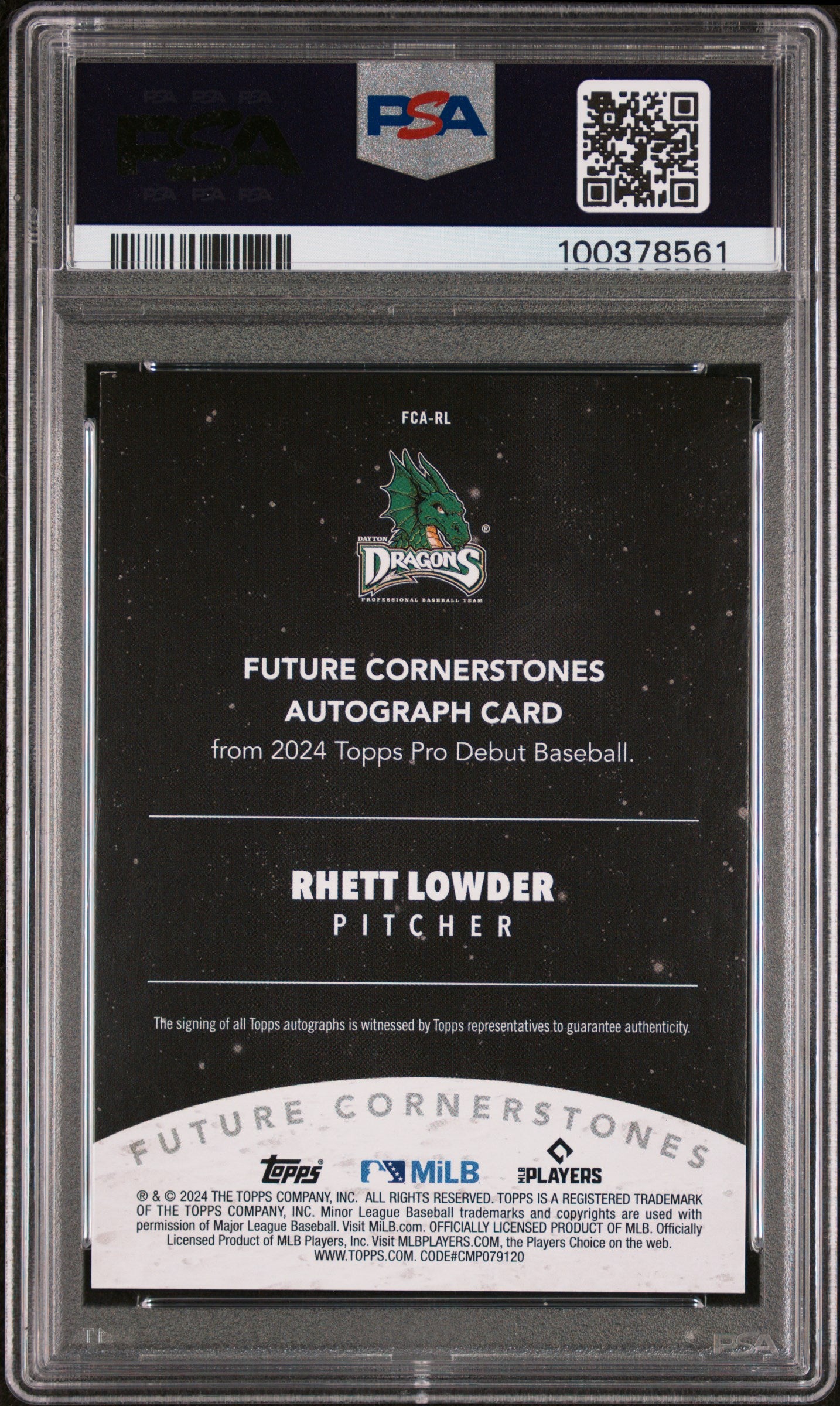 2024 Topps Pro Debut Future Auto  Rhett Lowder #FCARL FC Orange Foil 24/25 PSA 8