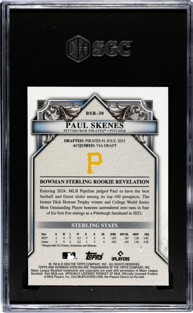 2024 Bowman Sterling Paul Skenes #BSR-30 Rookie Magenta Refractor SGC 9
