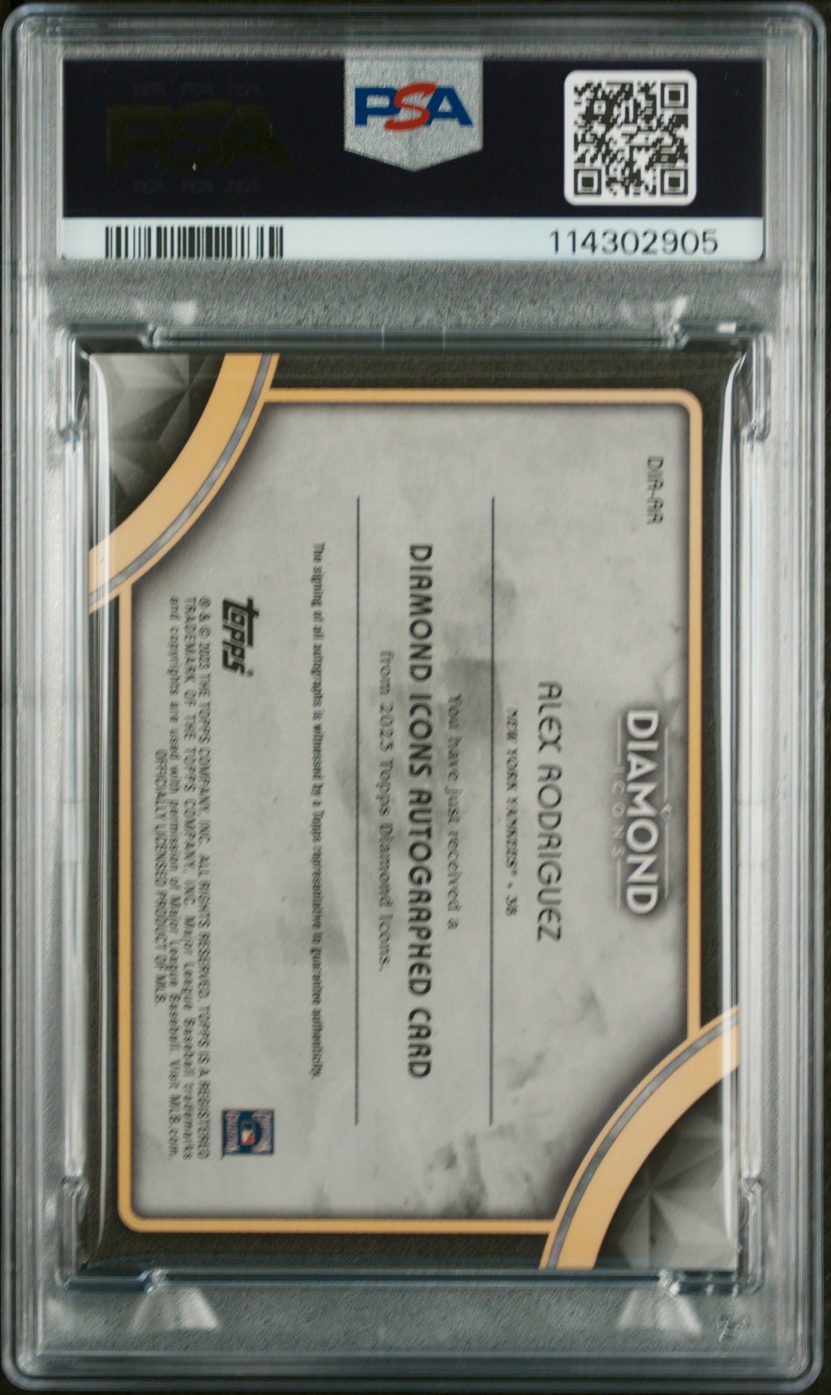 2023 Topps Diamond Icons Diamond Icons Auto Alex Rodriguez #DIAAR /25 PSA 9