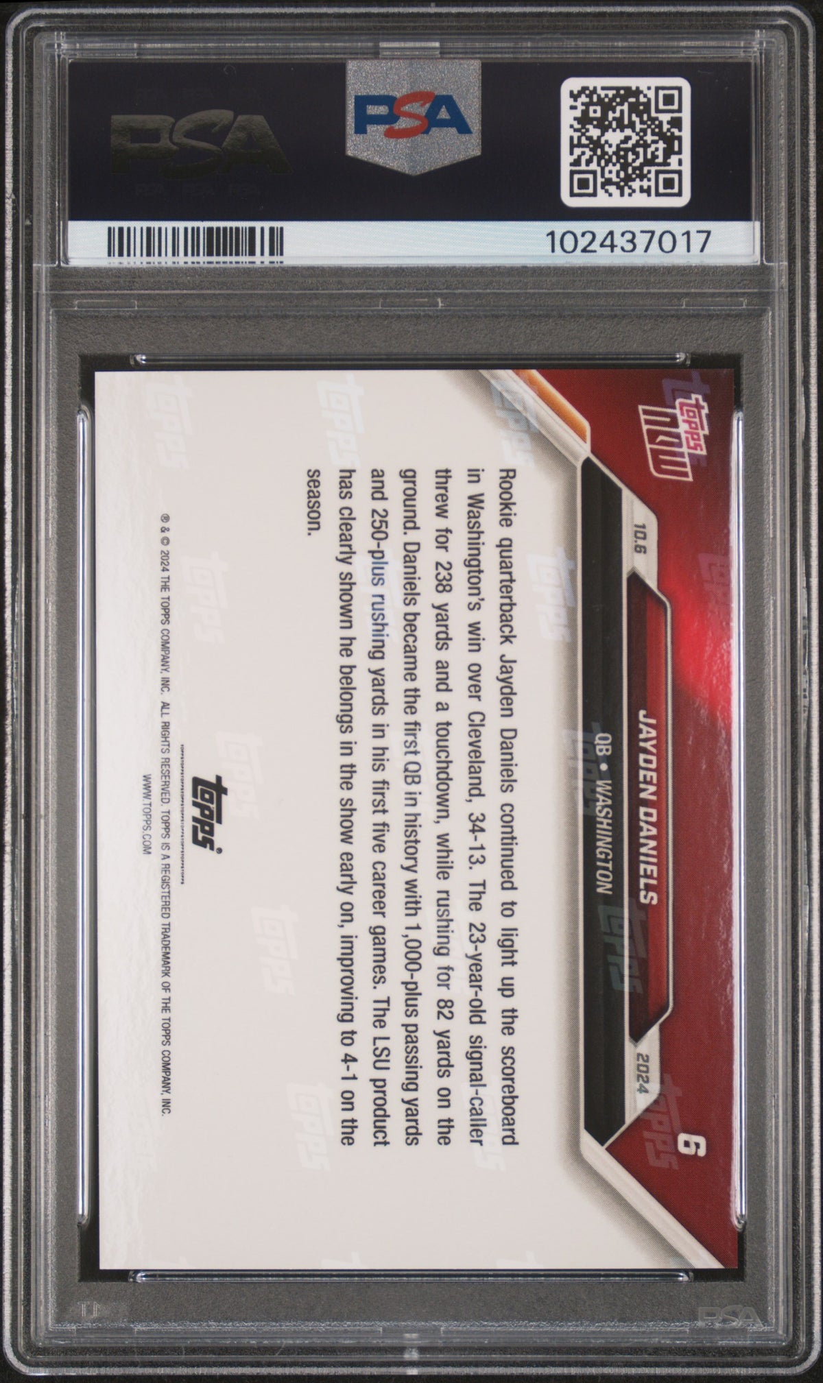 2024 Topps Now Jayden Daniels #6 PSA 10