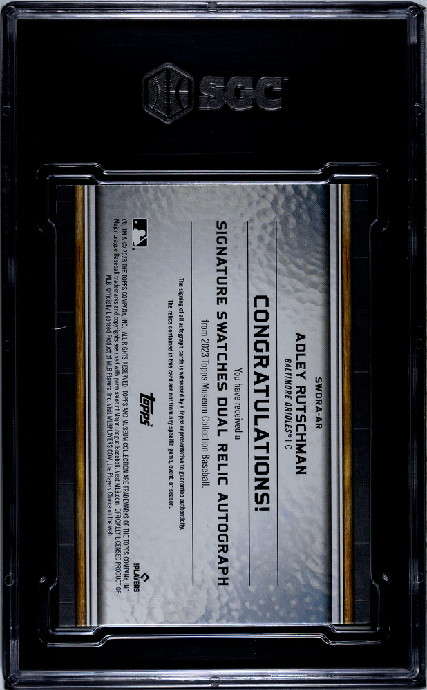 2023 Topps Museum Adley Rutschman #SWDRA-AR Swatches Dual Relic  SGC Auto 10
