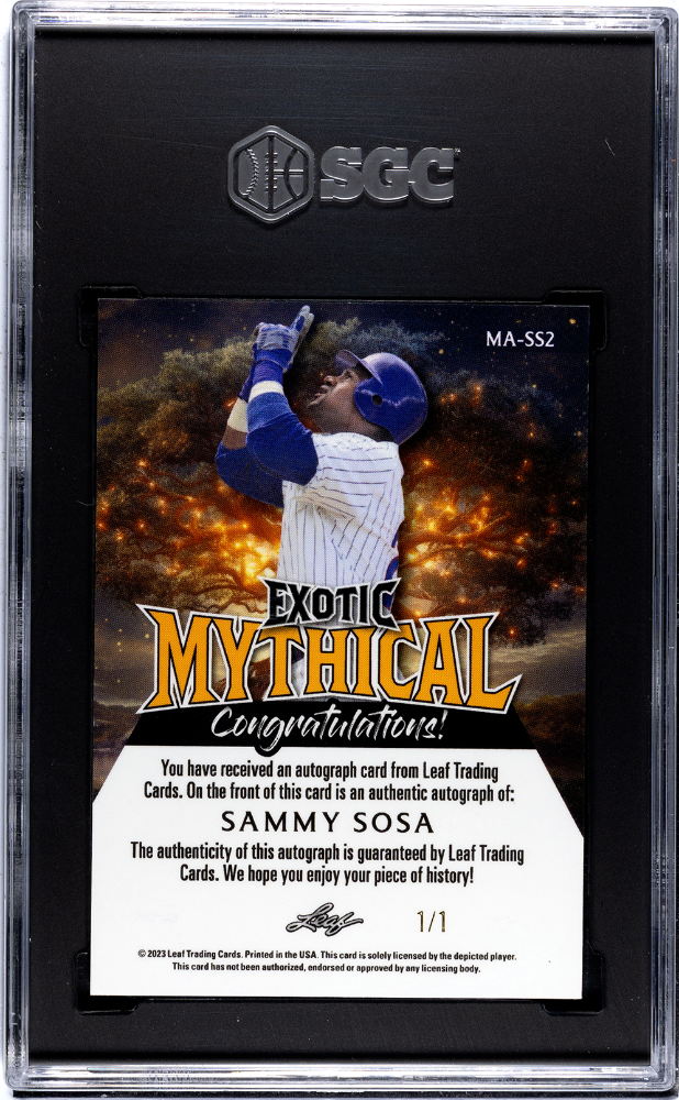 2023 Leaf Exotic Sammy Sosa #MA-SS2 Mythical  Zombie Crystal 1 1 SGC 10 Auto 10
