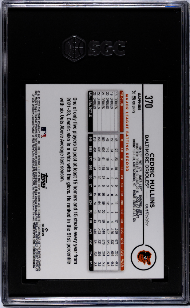 2024 Topps Chrome Sapphire Cedric Mullins #370 Black SGC 9