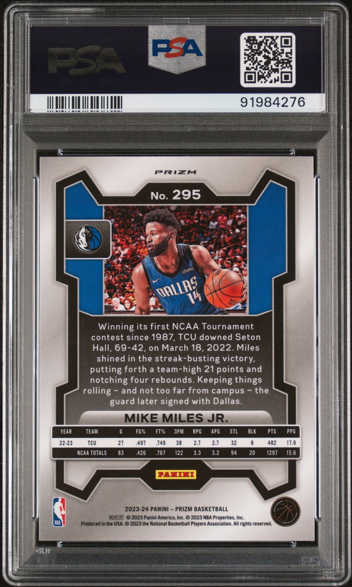 2023 Panini Prizm Mike Miles JR. #295 Silver PSA 10