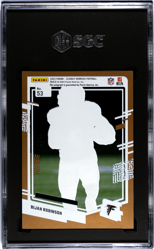 2023 Panini Clearly Donruss Bijan Robinson #53 Autograph Orange SGC 10