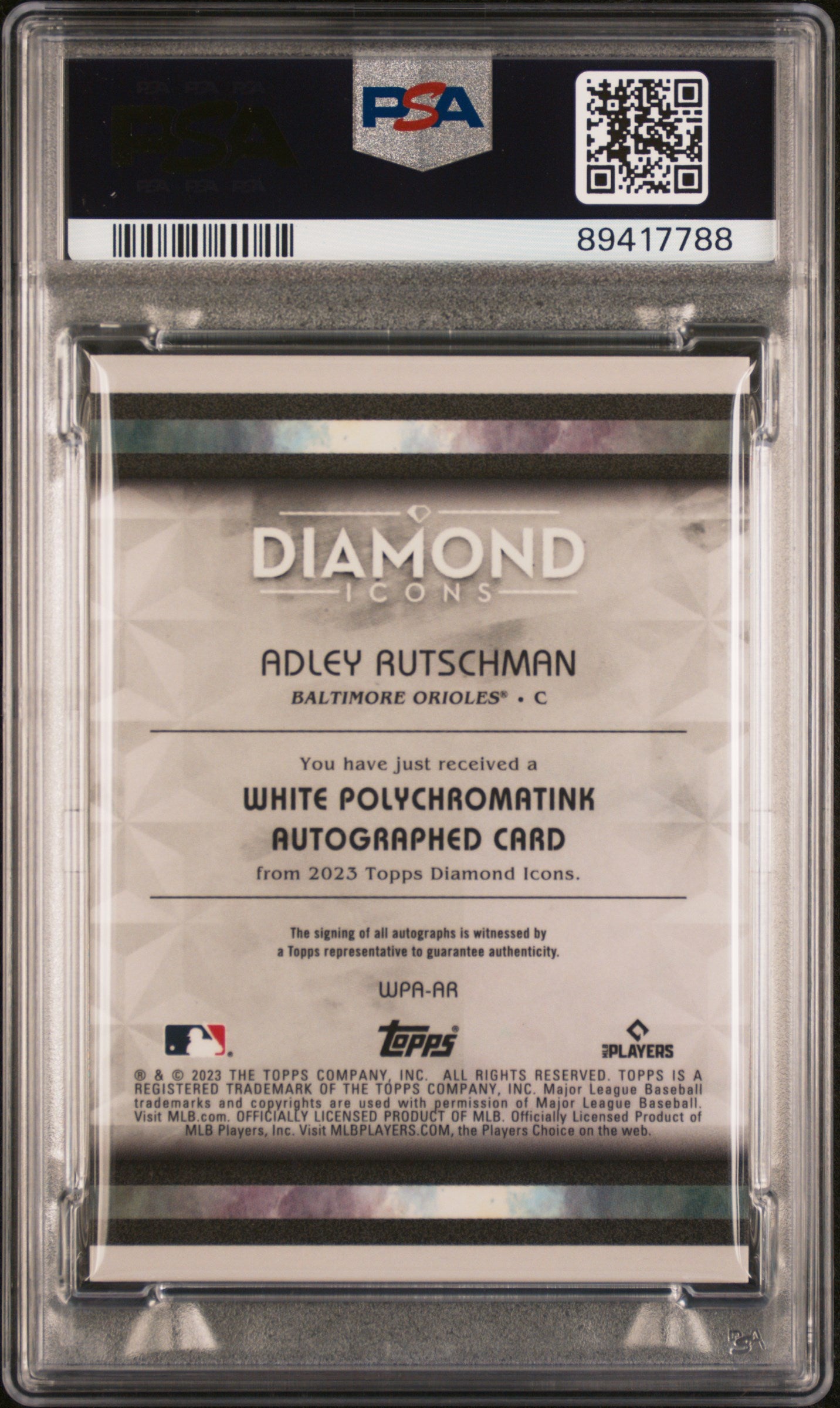 2023 Topps Diamond  Polychromatink Auto Adley Rutschman #WPAAR WP Green /15 PSA
