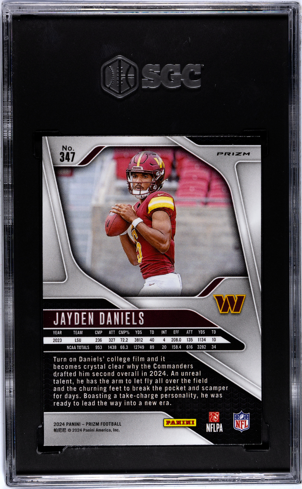 2024 Panini Prizm Jayden Daniels #347 Neon Green Pulsar SGC 9.5