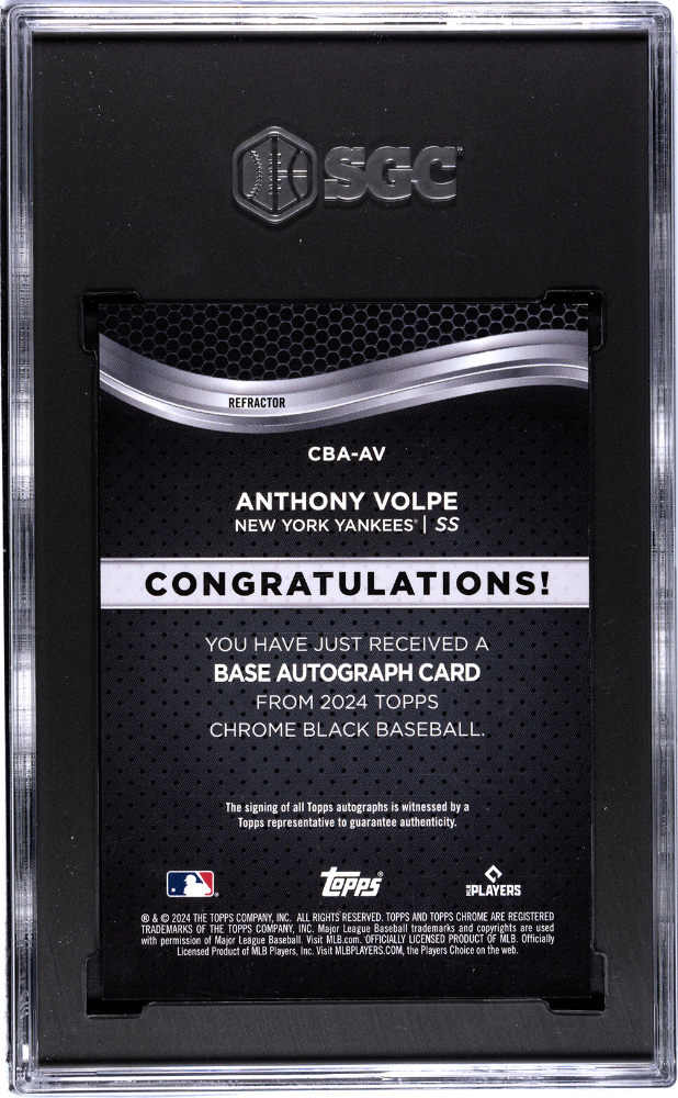 2024 Topps Chrome Black Anthony Volpe #CBA-AV Autograph Refractor SGC 9