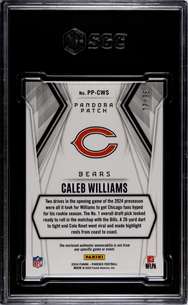 2024 Panini Phoenix Caleb Williams #PP-CWS Pandora Patch Red SGC 9