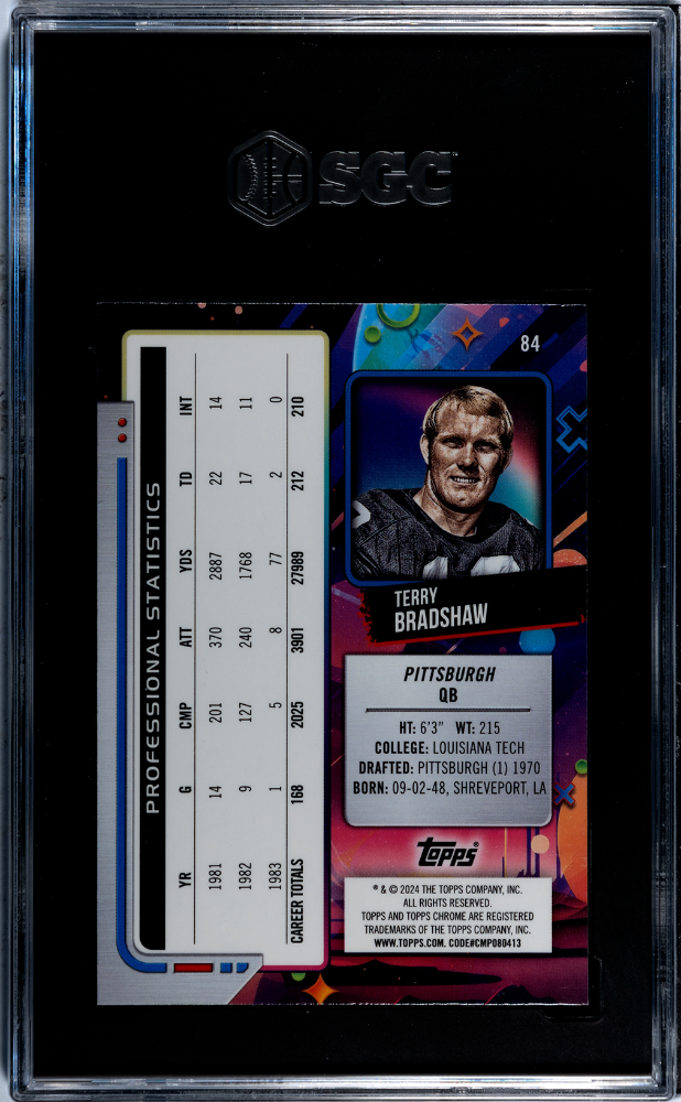 2024 Topps Cosmic Chrome Terry Bradshaw #84 Green Space Dust Refractor SGC 10