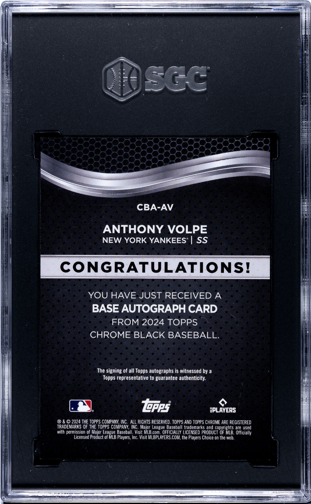 2024 Topps Chrome Black Anthony Volpe #CBA-AV Autograph Gold Refractor SGC 9
