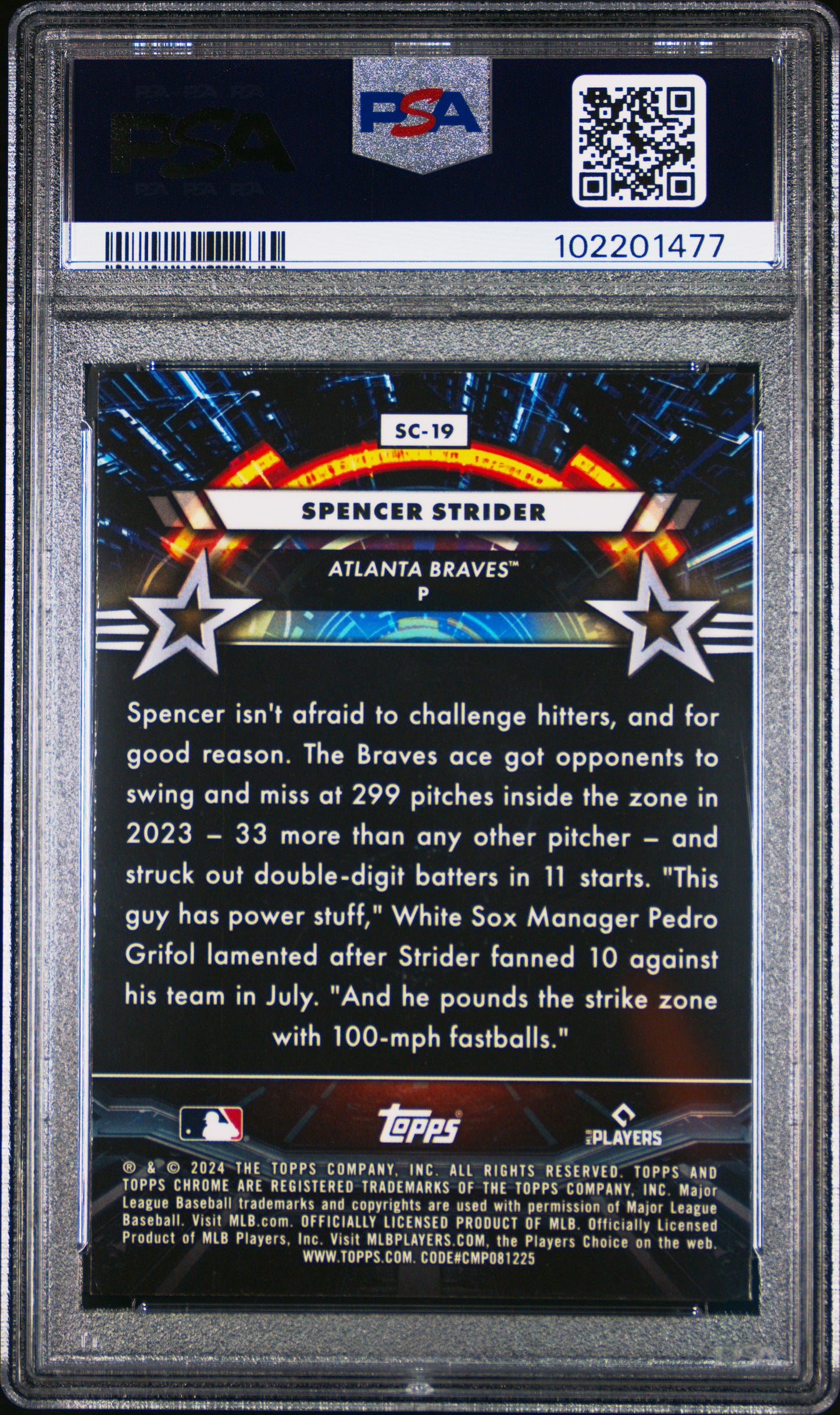 2024 Topps Chrome Cosmic Star Command Spencer Strider #19 /25 PSA 10