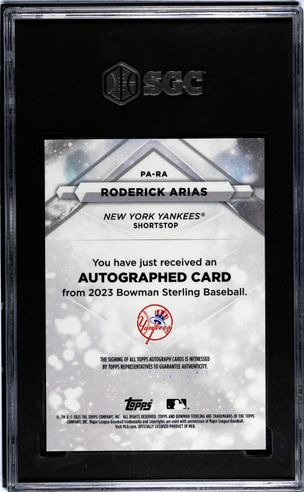 2023 Bowman Sterling Roderick Arias #PA-RA Prospect Autograph SGC 9 Auto 10