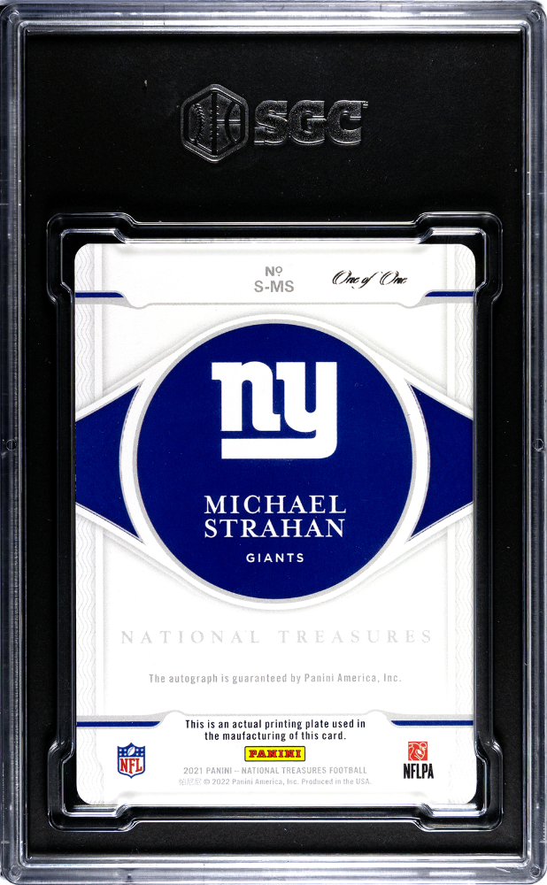 2021 Panini National Michael Strahan #S-MS Sigs. Yellow Plate SGC A Auto 10