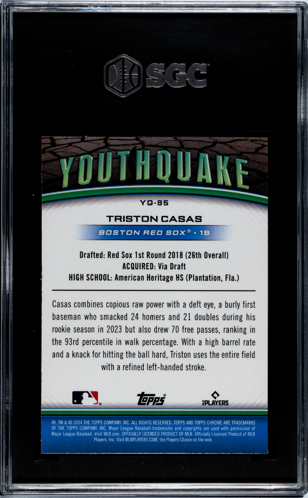 2024 Topps Chrome Update Triston Casas #YQ-95 Youthquake Green Refractor SGC 8