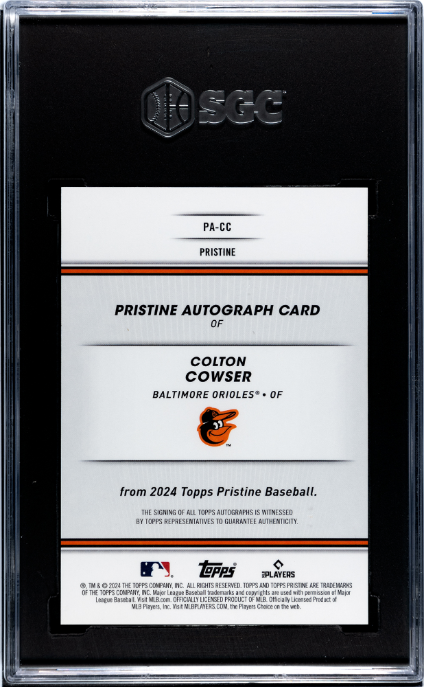 2024 Topps Pristine Colton Cowser #PA-CC Autograph Green Refractor SGC 8