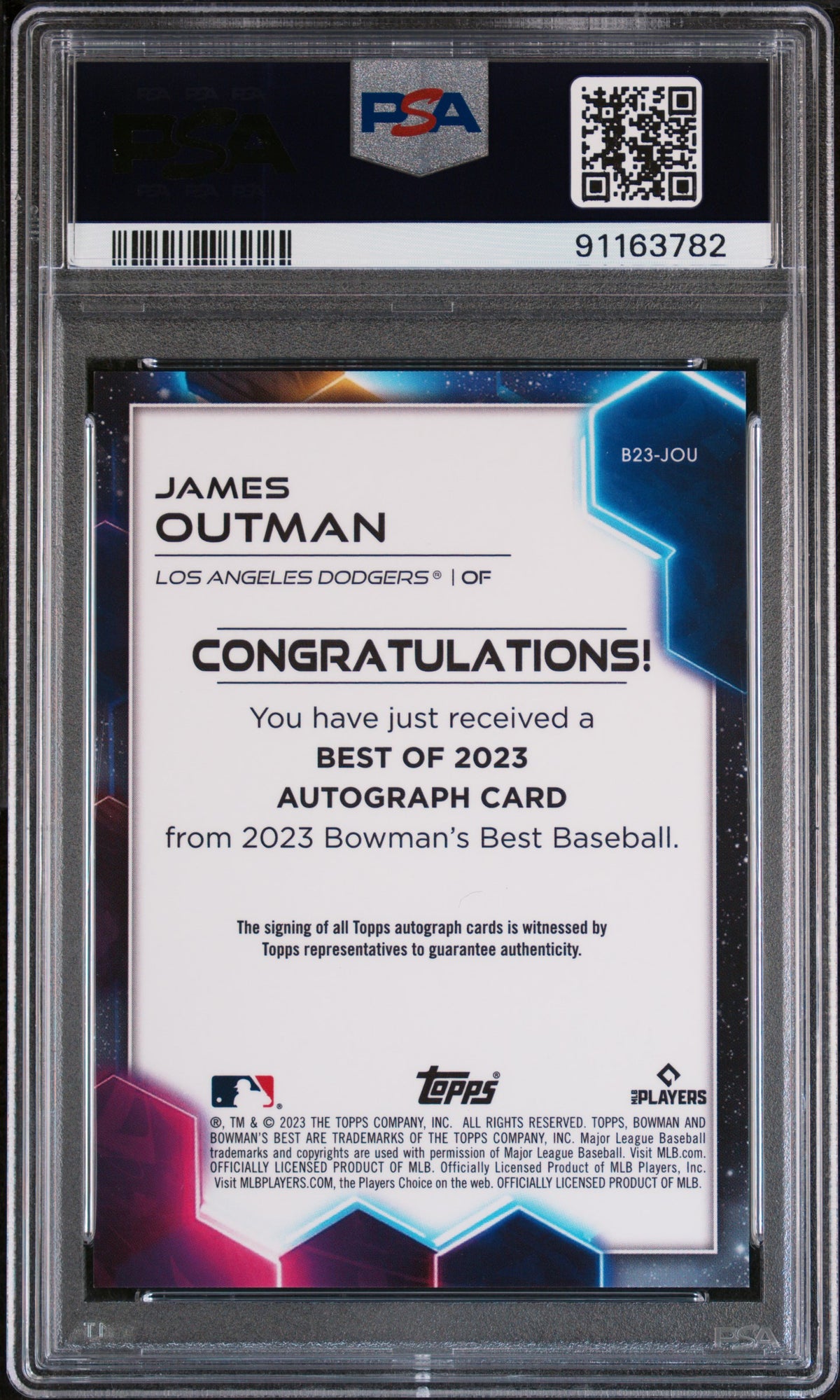 2023 Bowman's Best Best Of 2023 Autographs James Outman #B23JOU PSA 10