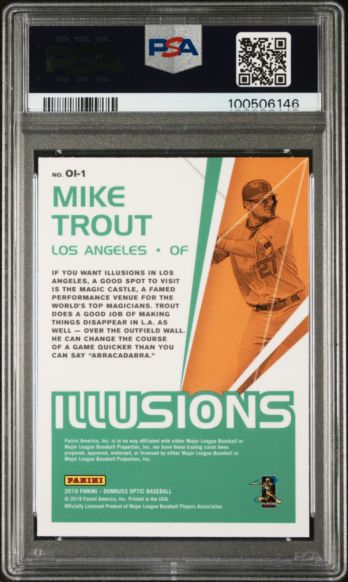 2019 Panini Donruss Optic Illusions Mike Trout #1 PSA 9