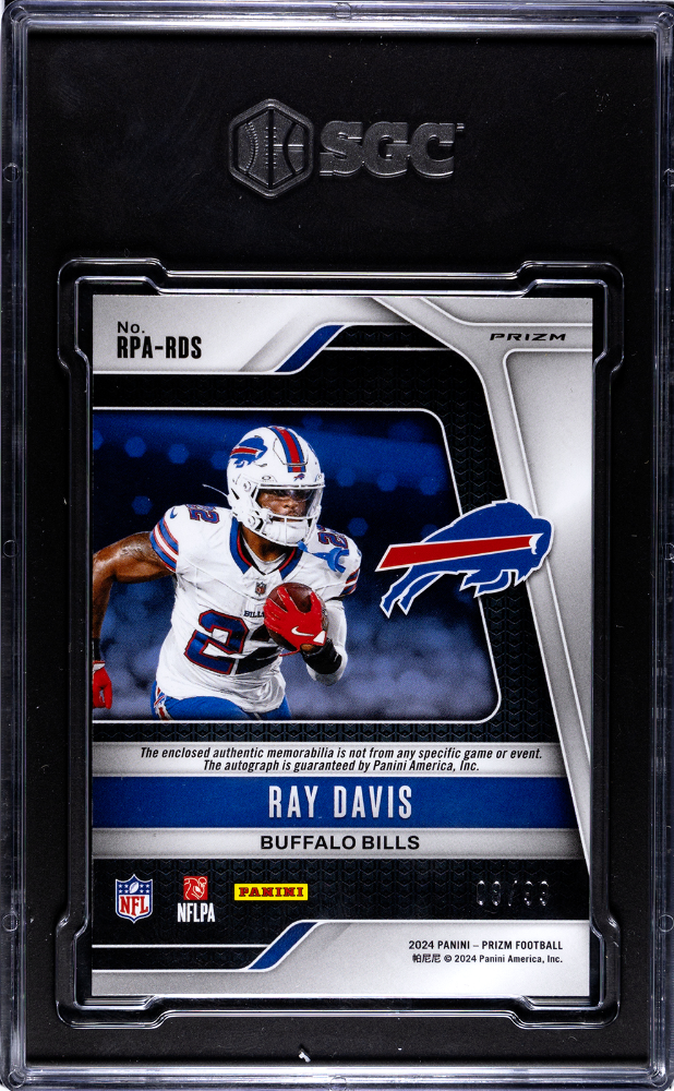 2024 Panini Prizm Ray Davis #RPA-RDS Rookie Patch Autograph SGC 8 Auto 10