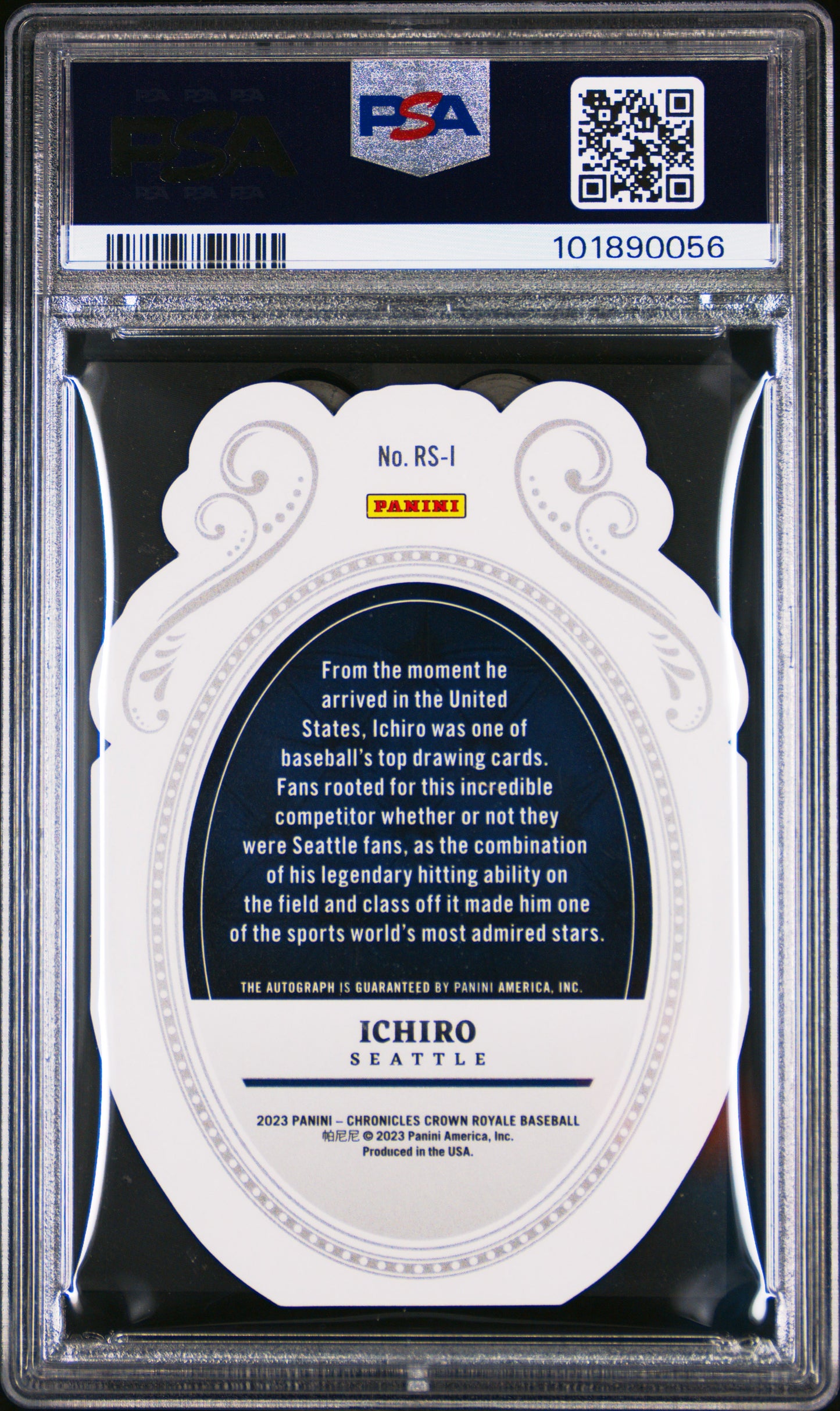 2023 Panini Chronicles Crown Royale  Auto Ichiro #RSI Holo Silver /49 PSA 10