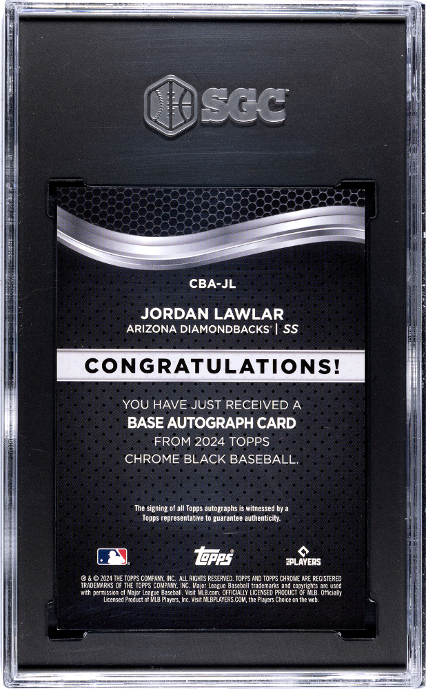 2024 Topps Chrome Black Jordan Lawlar #CBA-JL Autograph SGC 9.5 Auto 10