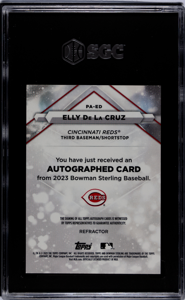 2023 Bowman Sterling Elly De La Cruz #PA-ED Pros. Refractor SGC 8.5 Auto 10