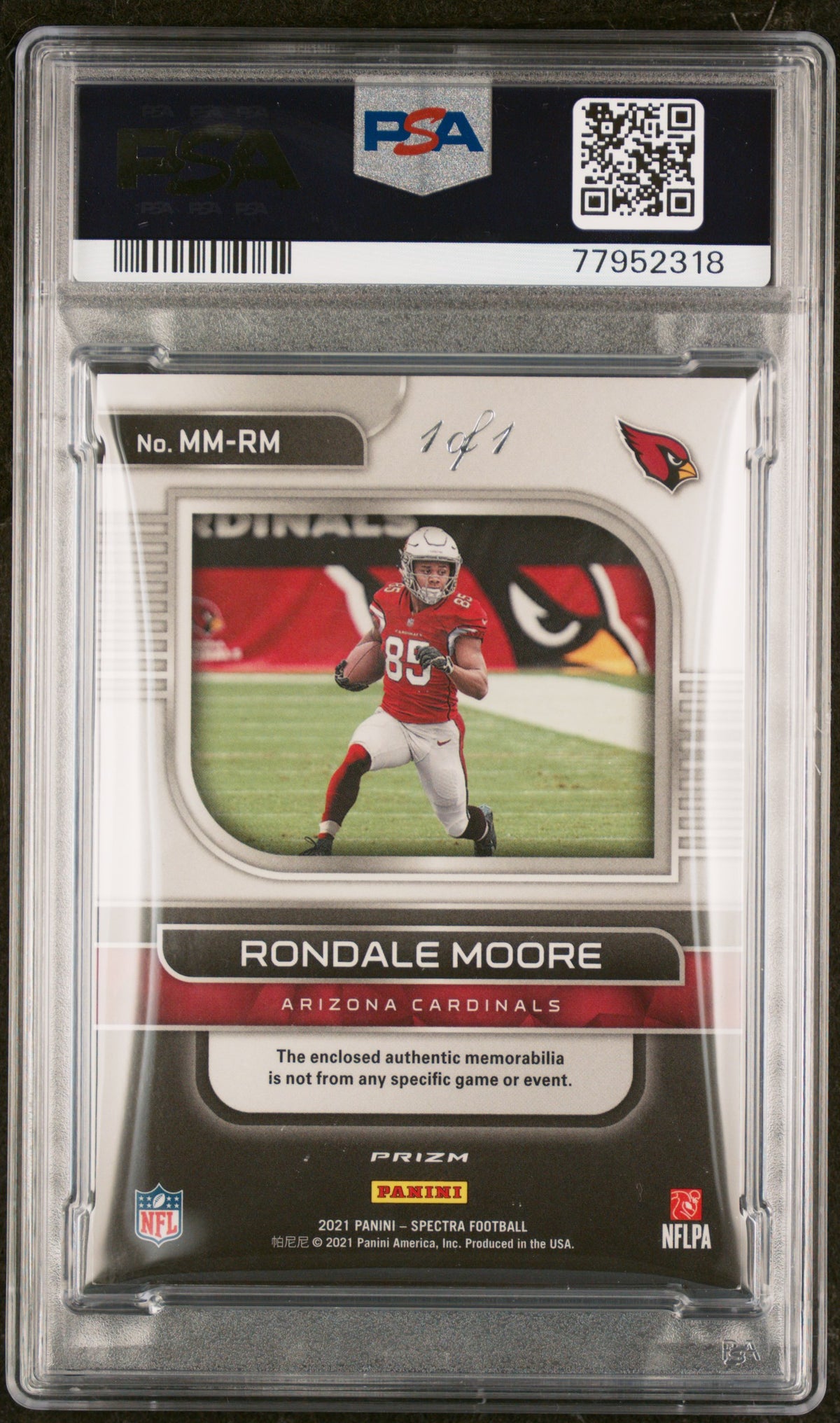 2021 Panini Spectra Monumental Rondale Moore #MMRM GLD. Nike LG. 1/1 PSA 9