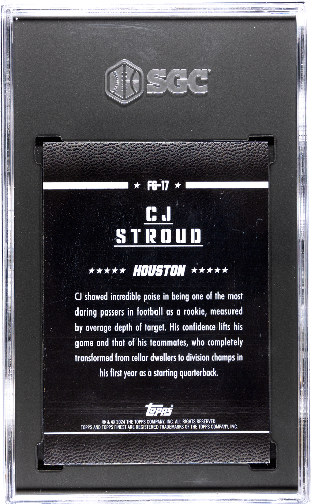 2024 Topps Finest CJ Stroud #FG-17 Field Generals Sky Blue Refractor SGC 9.5