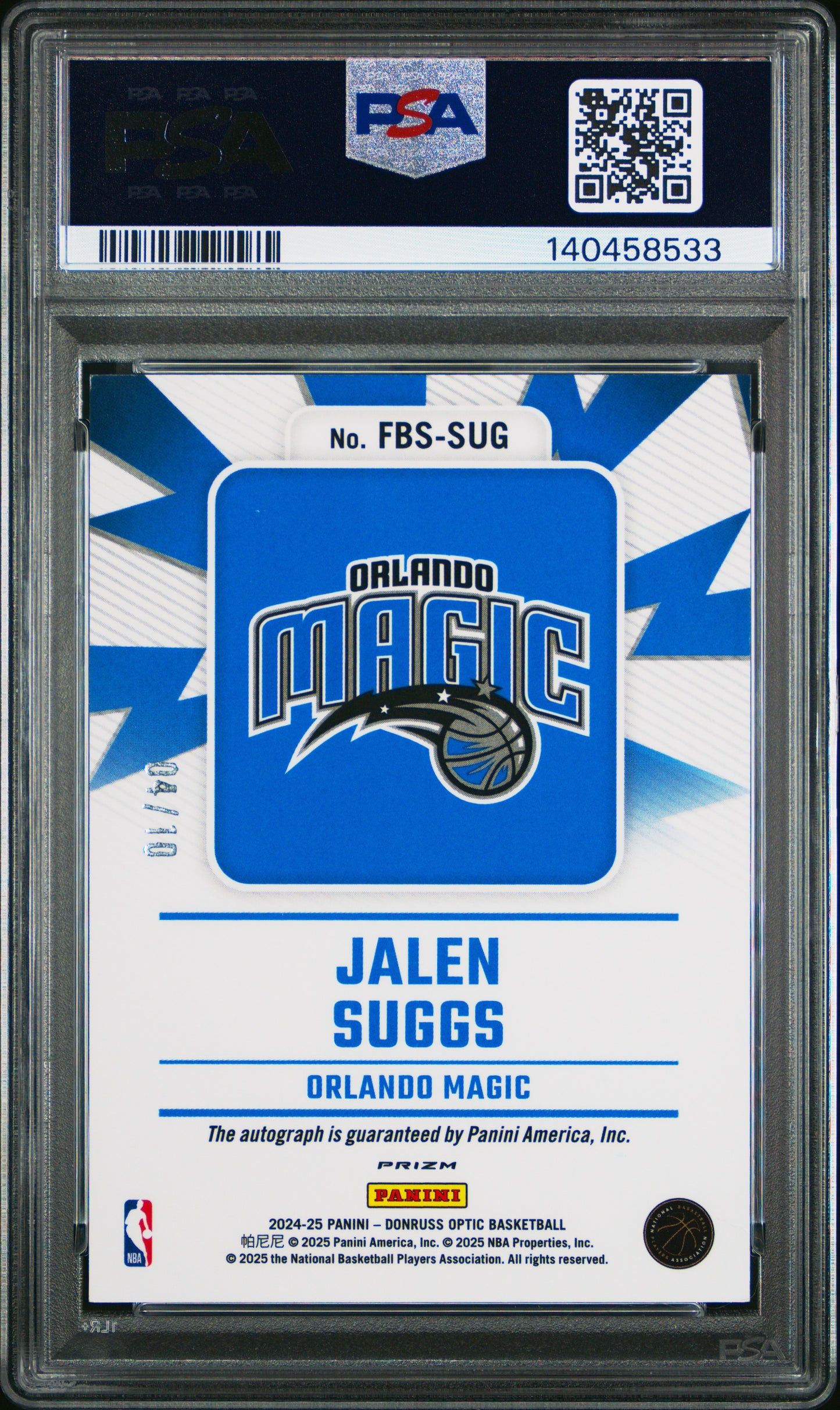 2024 Panini Donruss Optic Fast Break Signatures Jalen Suggs #FBS-SUG Gold PSA 9