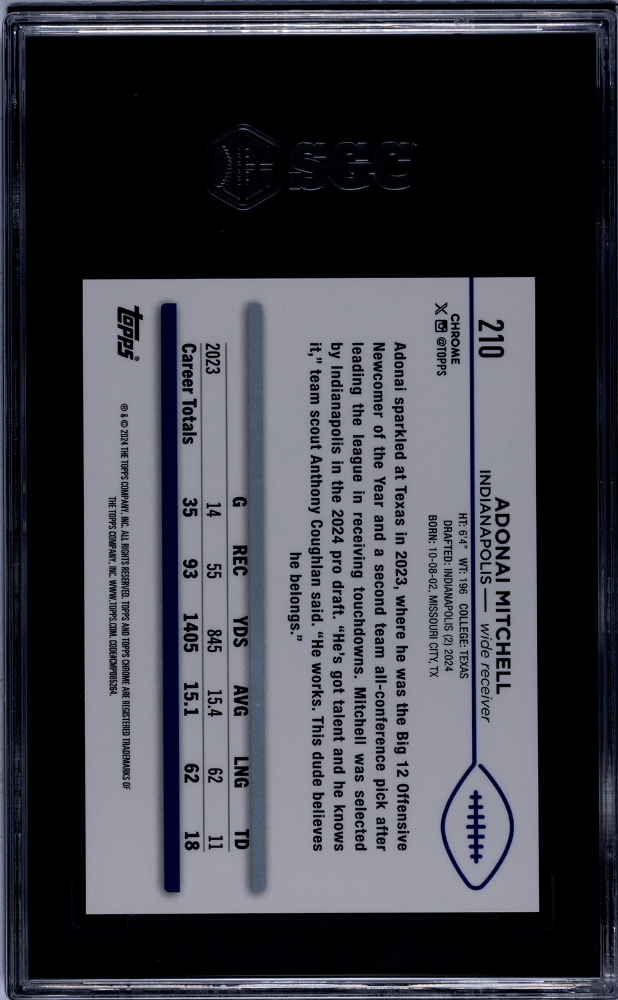 2024 Topps Chrome Adonai Mitchell #210 White Geometric Refractor SGC 8.5